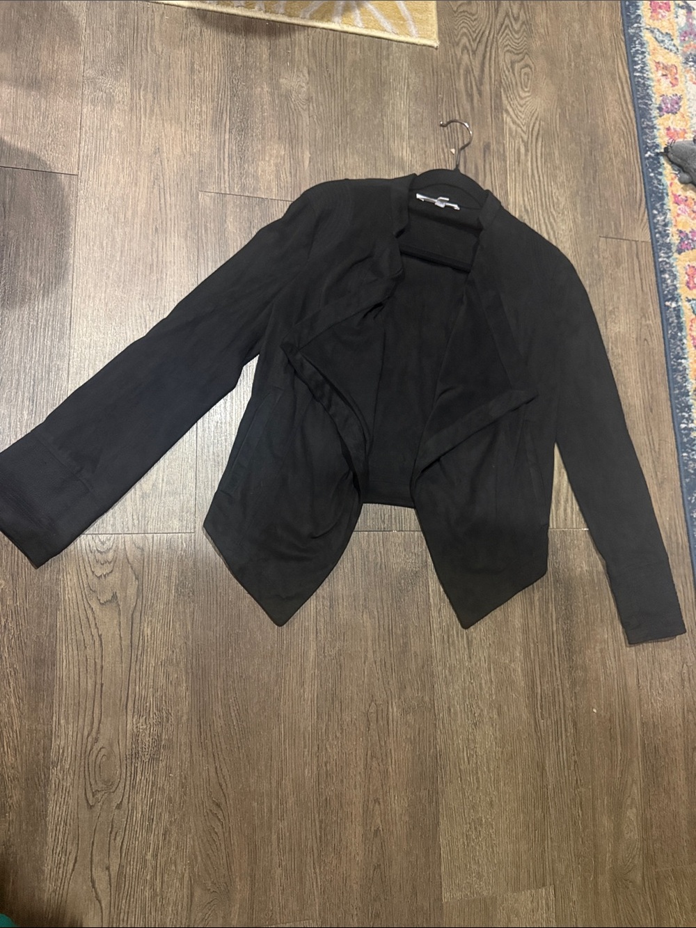 Jack by BB Dakota Black Draped Open-Front Blazer